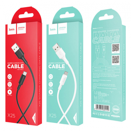 Кабель Hoco X25 Soarer, USB - USB Type-C, 1 м, черный
