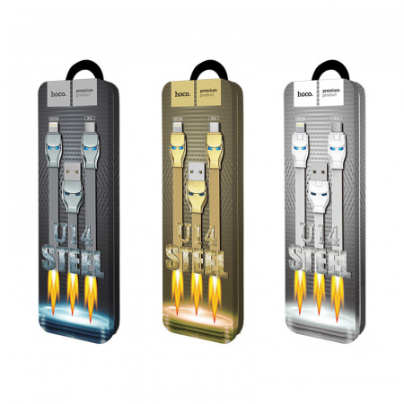 Кабель Hoco U14 Steel USB - micro USB, 1.2 м серый